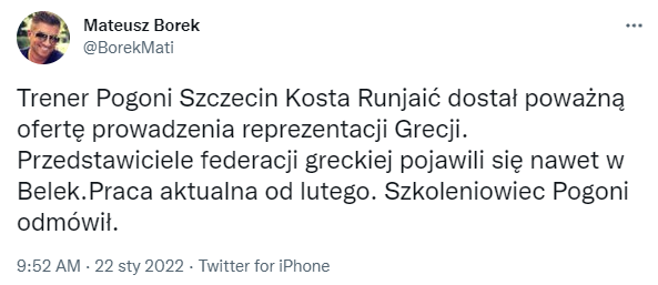 Trener Pogoni Szczecin DOSTAŁ OFERTĘ OBJĘCIA REPREZENTACJI, ale...